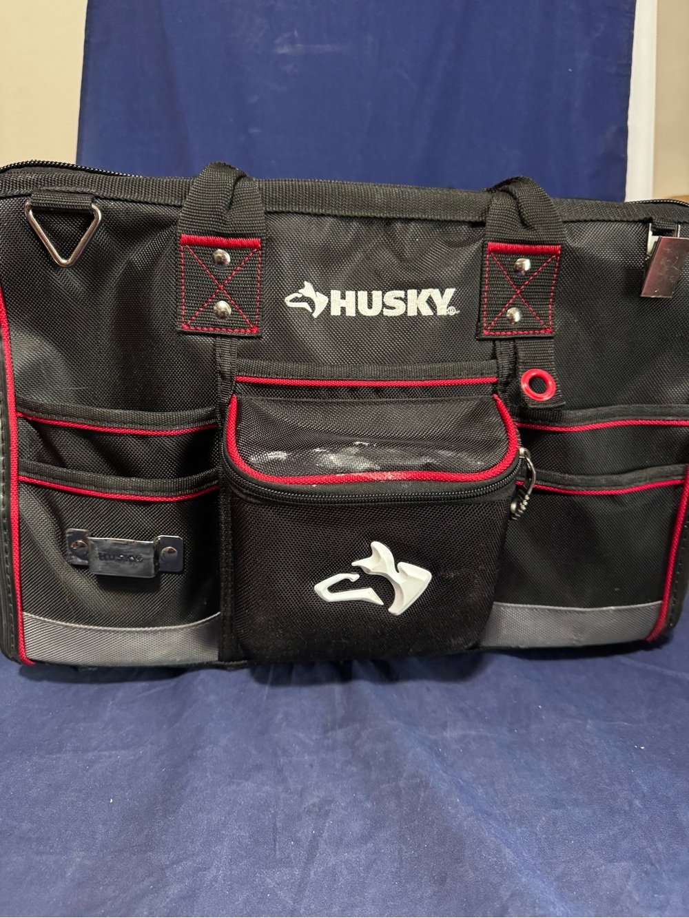 HUSKY 18” Large Mouth Heavy Duty TOOL BAG with Tool Wall Organizers